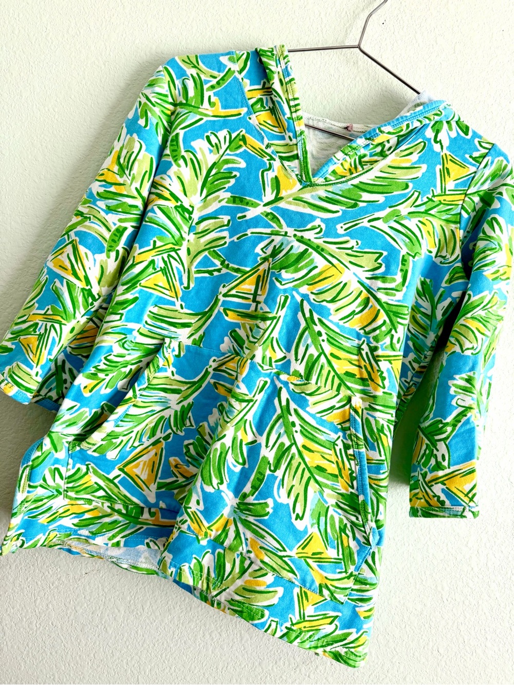 LILLY PULITZER long sleeve hoodie pocket sea sail boat leaf print Small beachy
